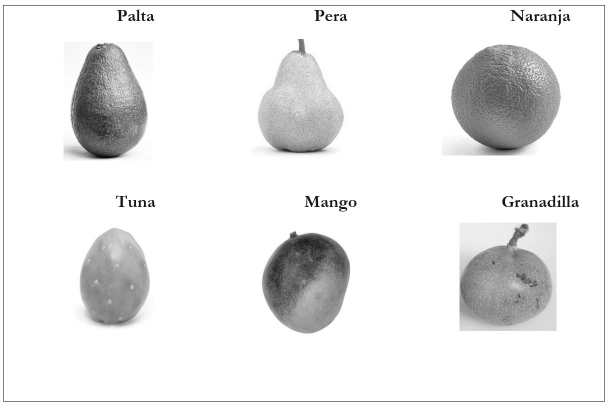 Imágenes de frutas en el modelo RGB