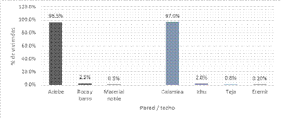 Material de construcción y techo de vivienda